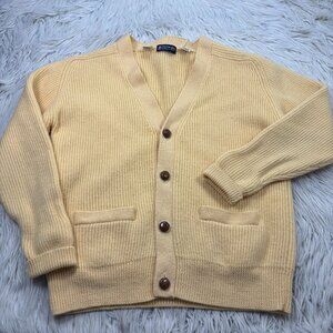 Vintage Austin Reed Women's XL Yellow V-Neck 100% Wool Cardigan Regent Street